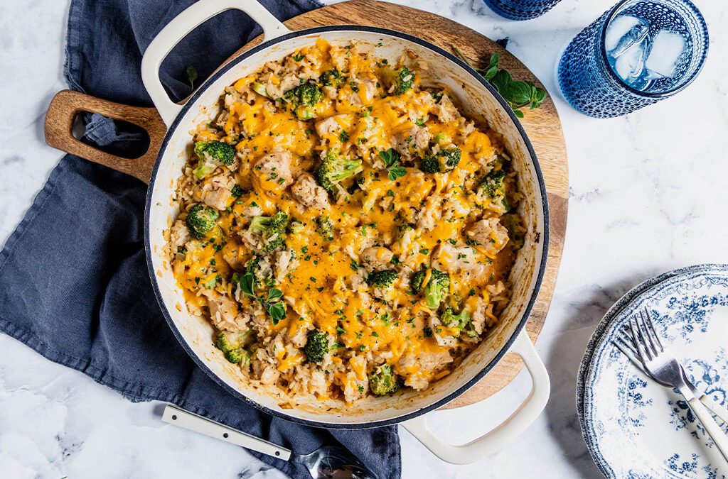 Creamy Chicken and Broccoli Rice Skillet