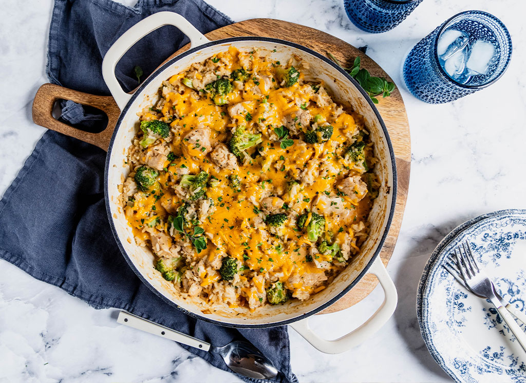 Creamy Chicken and Broccoli Rice Skillet