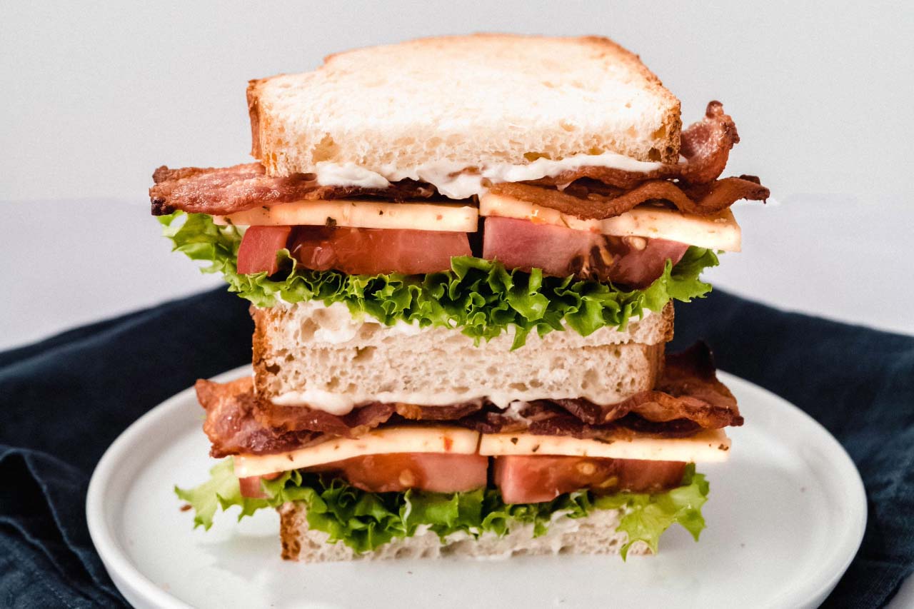 Bacon Lettuce Tomato Basil Cheese “BLT” Sandwich