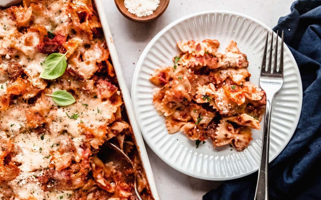 Baked Bruschetta Pasta with Sausage