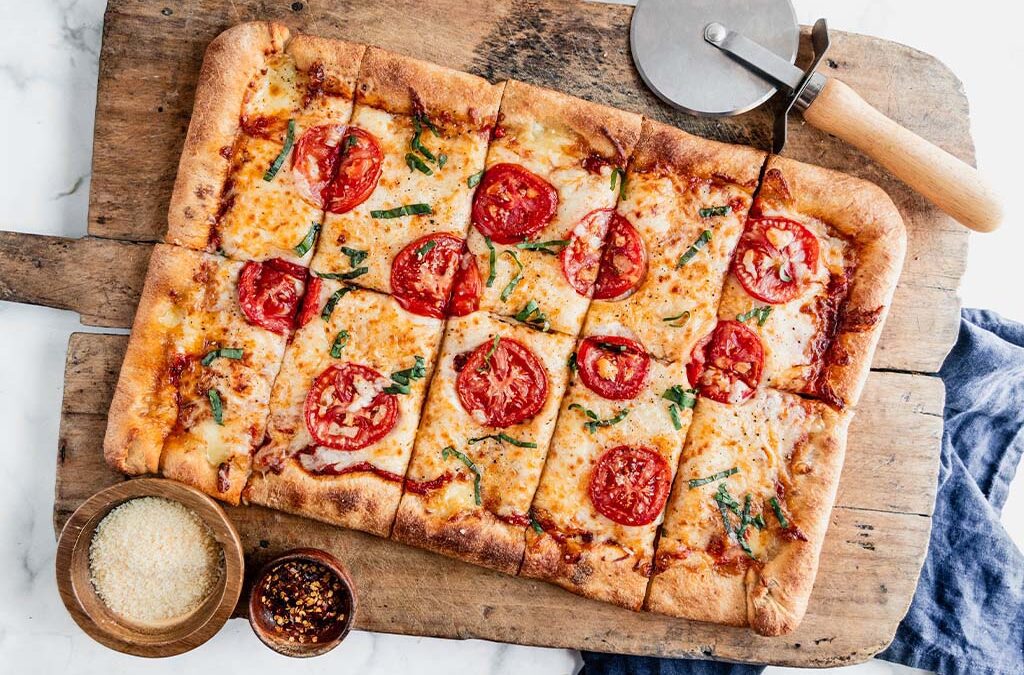 Tomato and Basil Stuffed Crust Pizza