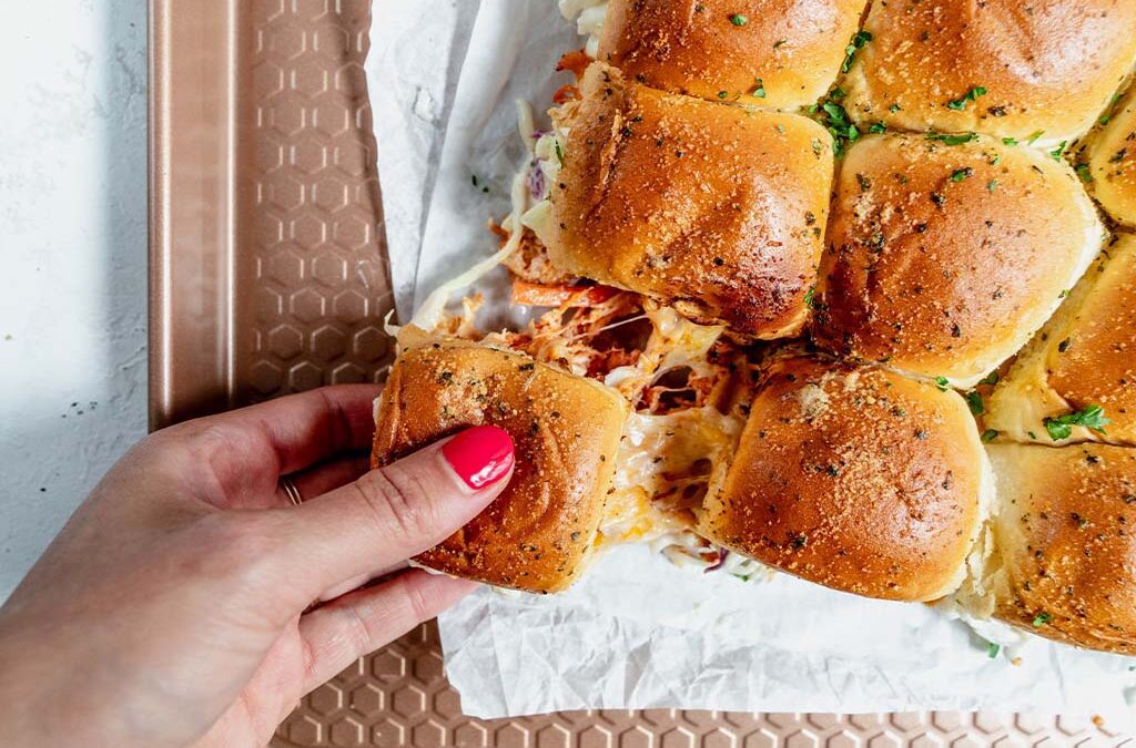 Buffalo Ranch Chicken Sliders with Slaw