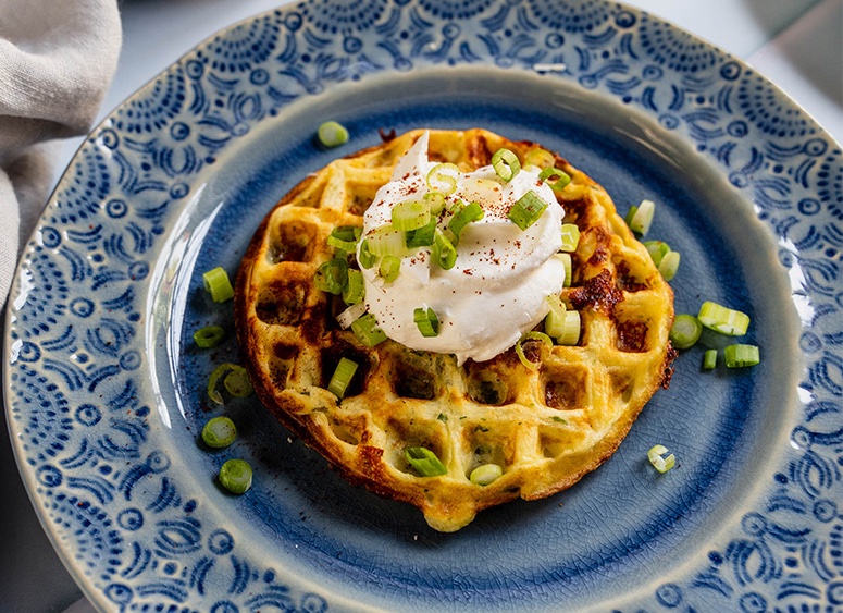 Cheesy Potato and Herb Waffles