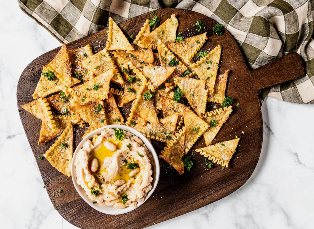 Black Pepper Lasagna Chips & White Bean Dip