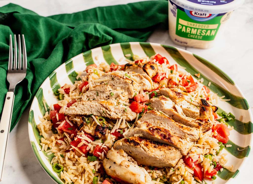 20-Minute Grilled Chicken with Parmesan Rice