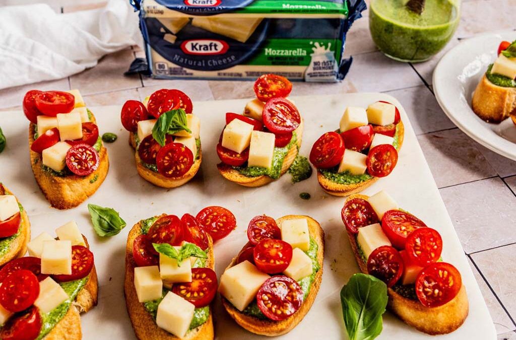 Parmesan Pesto & Mozzarella Crostini