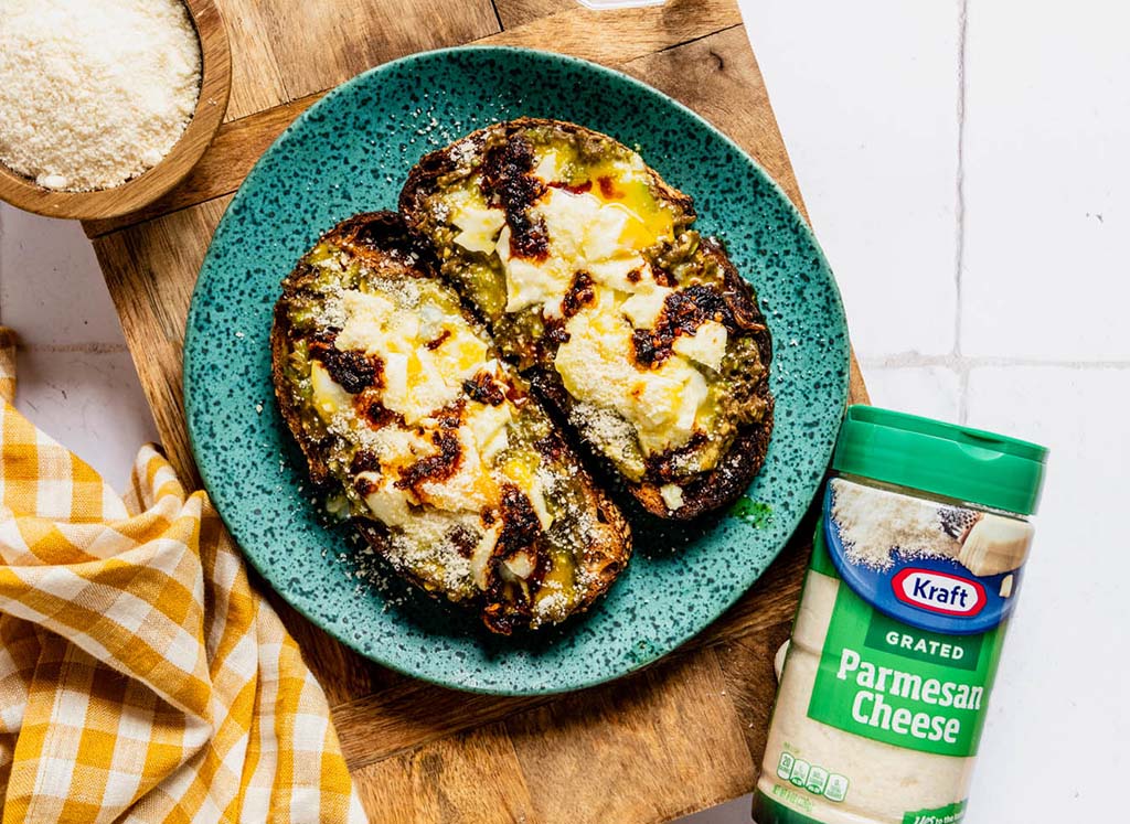 Smashed Avocado Parmesan Egg Toast