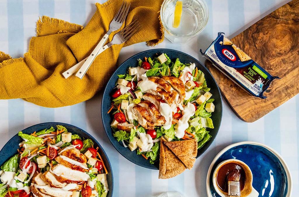 Barbecue Chicken Salad with Pita Bread